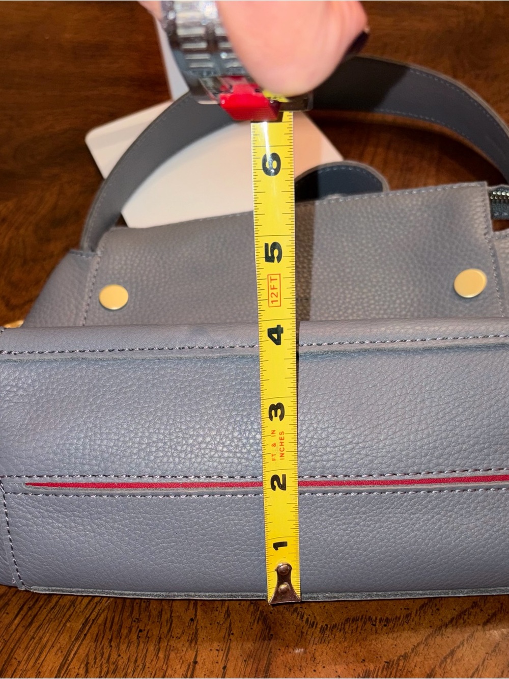 NWOT Hammitt Bluish Gray Leather Shoulder Bag with Gold Stud Accents MSRP$495 - Picture 11 of 15